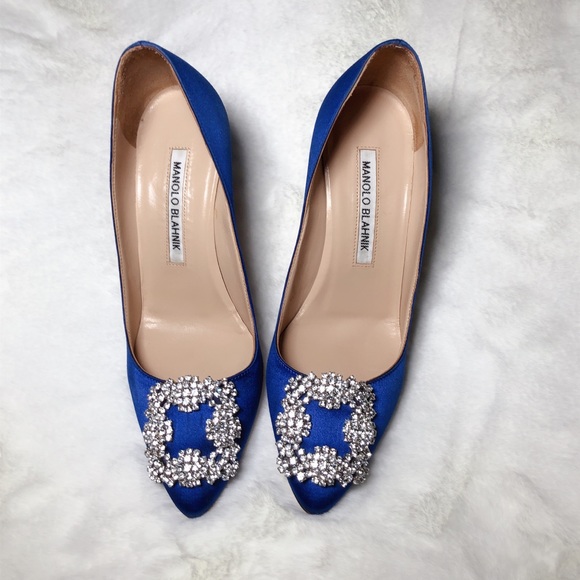 โค๏ธSOLDโค๏ธManolo Blahnik hangisi pumps 100 blue 35 - Picture 2 of 10